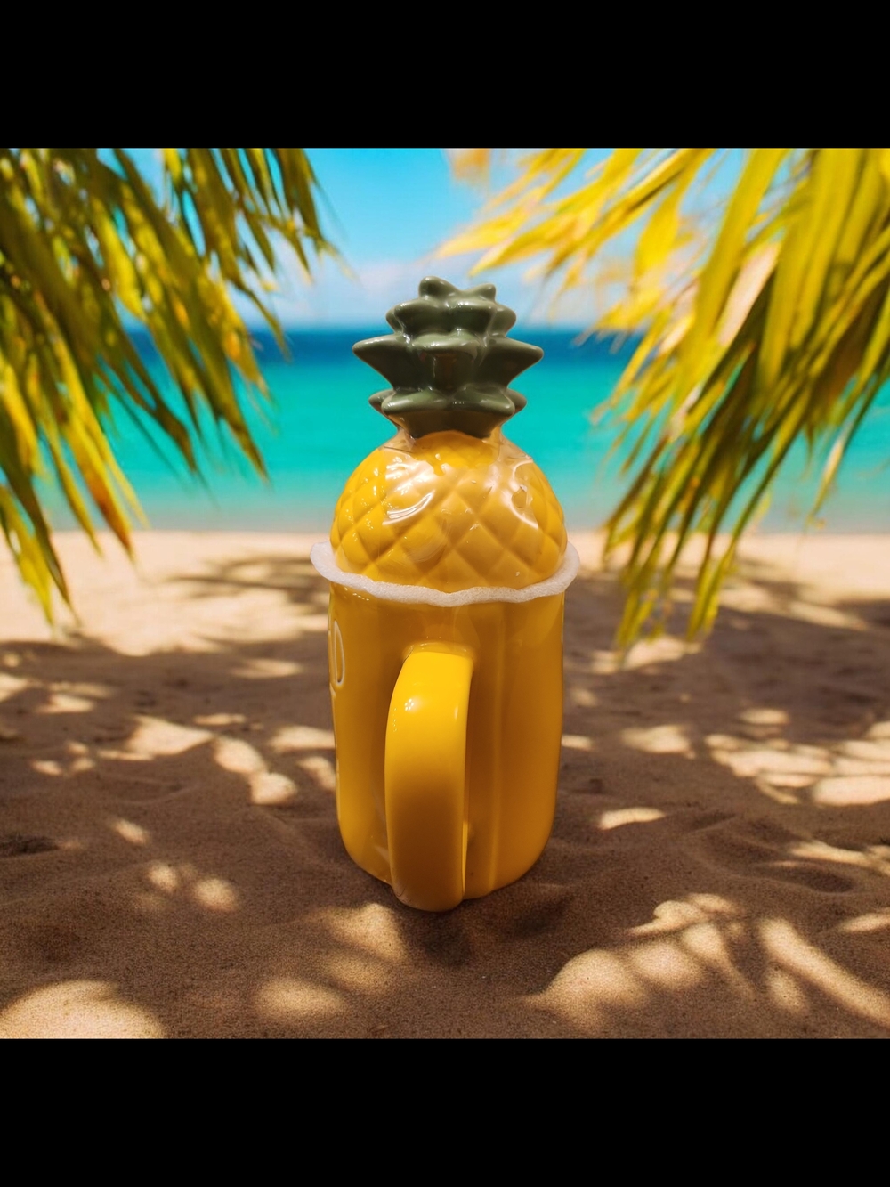 Rae Dunn "You Had Me At Aloha" Yellow Pineapple Mug with Lid - Picture 3 of 3